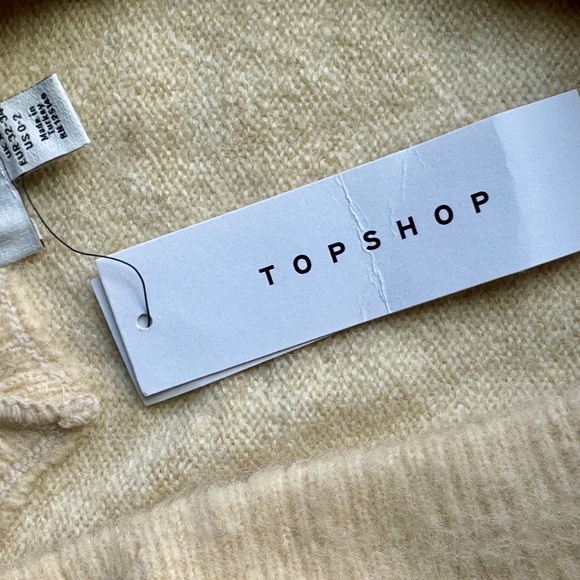 NWT Topshop XS Neutral Fuzzy Sweater V-Neck Lightweight Knit - Picture 7 of 13